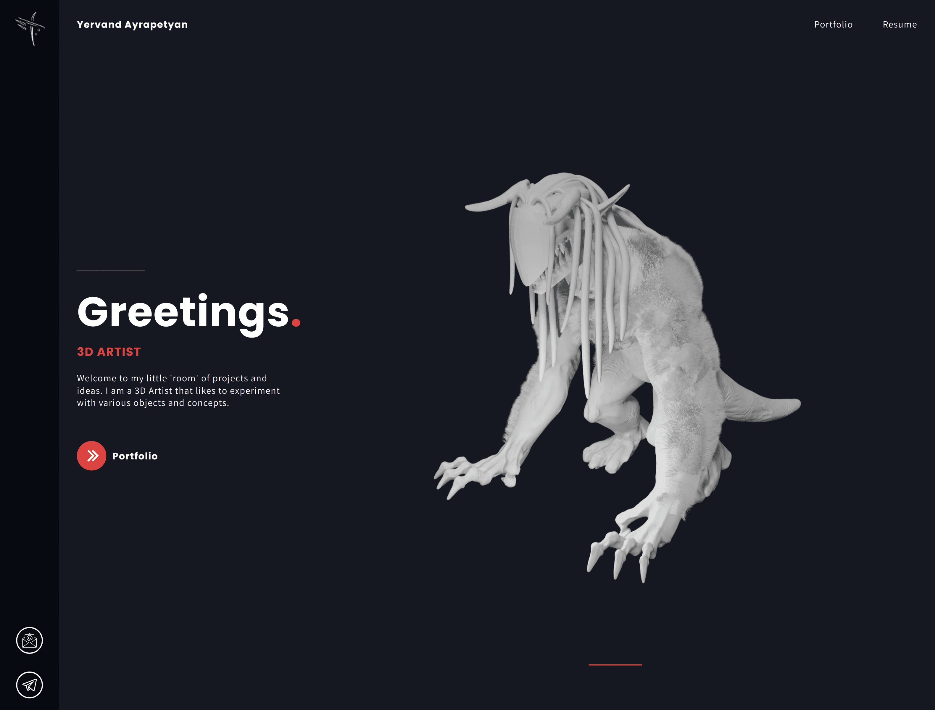 3D Artist Portfolio website cover